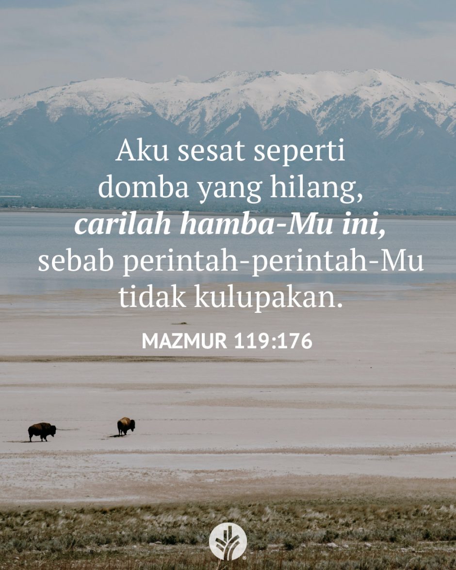 Aku sesat seperti domba yang hilang, carilah hamba-Mu ini, sebab perintah-perintah-Mu tidak kulupakan. (Mazmur 119:176)