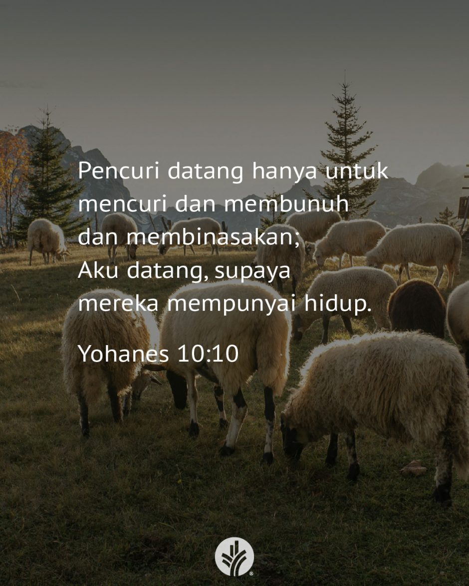 Pencuri datang hanya untuk mencuri dan membunuh dan membinasakan; Aku datang, supaya mereka mempunyai hidup. (Yohanes 10:10) Pencuri datang hanya untuk mencuri dan membunuh dan membinasakan; Aku datang, supaya mereka mempunyai hidup. (Yohanes 10:10)